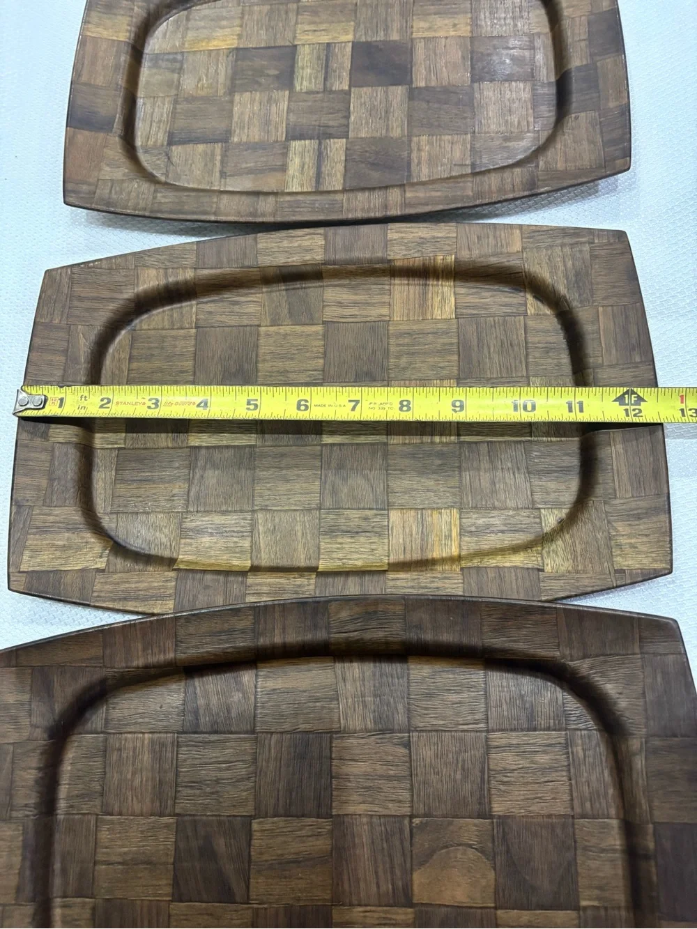 MCM Vintage Weavewood Minneapolis Walnut Serving Platter Charcuterie Board 4 set